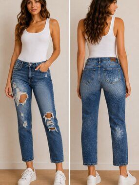 Distressed Boyfriend Jeans Size 28 Bluenotes Tomboy